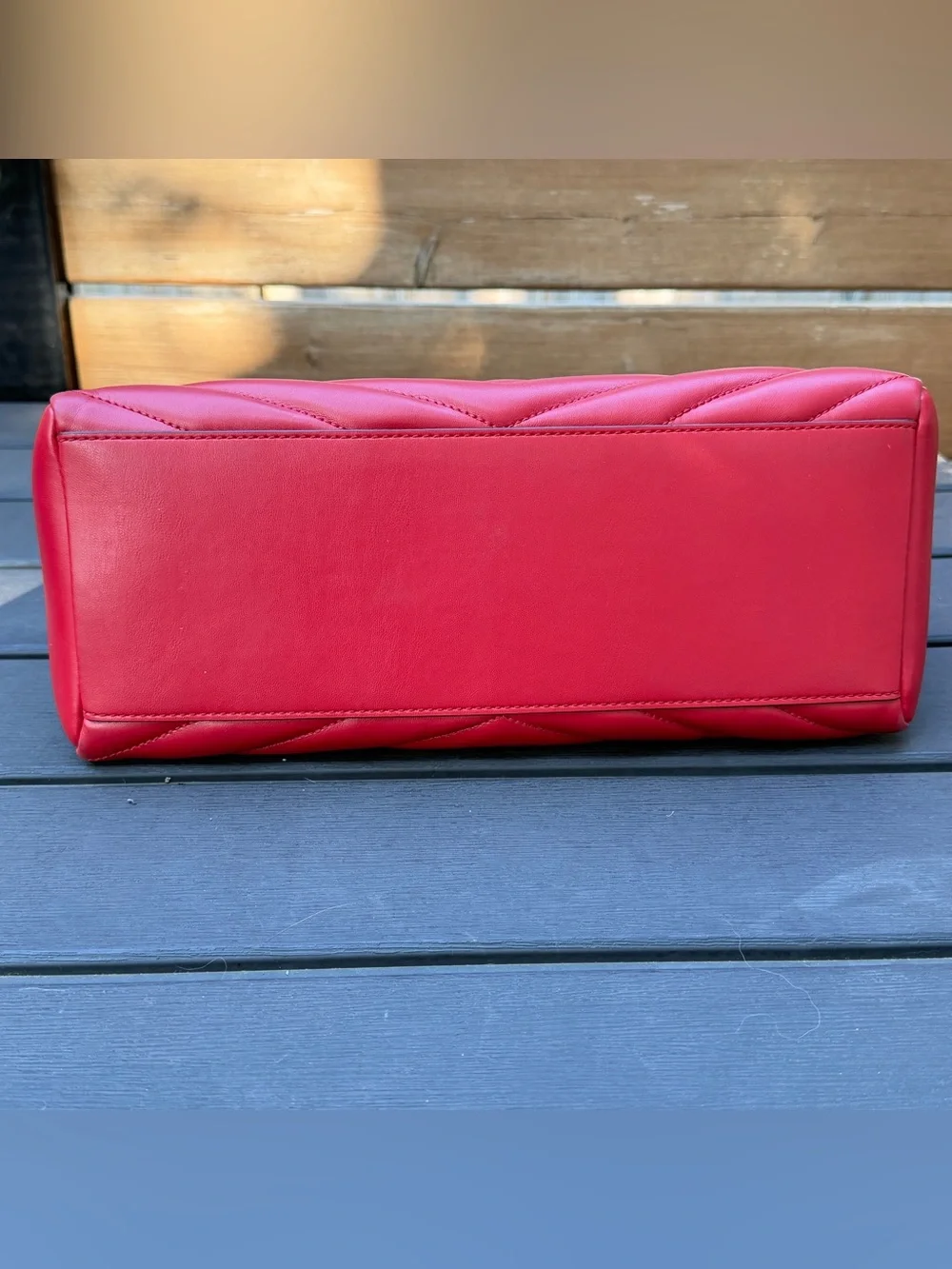 Michael Kors Whitney Medium Quilted Tote Red Gold Chain Shoulder Bag